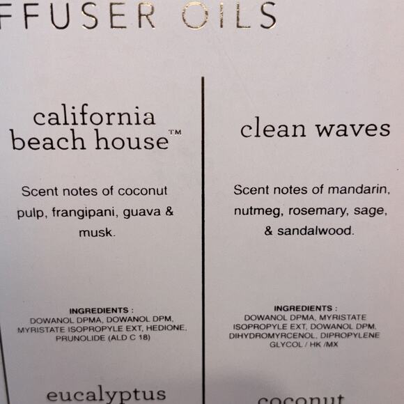 Sand + Fog Fragrance Diffuser Oils California Beach House Clean Waves Set Of 8 - Picture 8 of 10